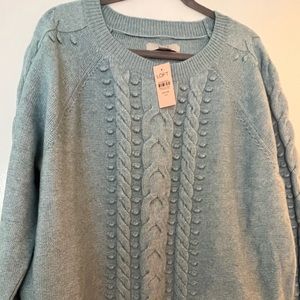 Loft cable knit crew neck.  Beautiful blue fall/winter sweater.